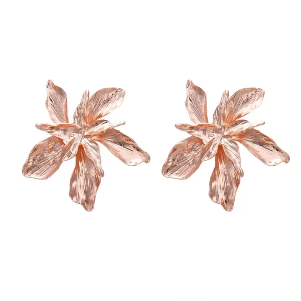 Vintage Gold Flower Statement Stud Earrings - Image 9