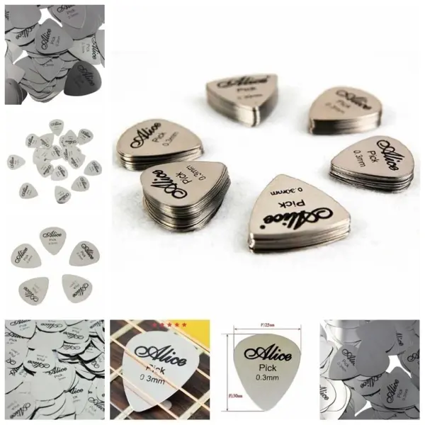 5 or 10 Pack Metal Guitar Picks 0.3mm Silver - Image 5