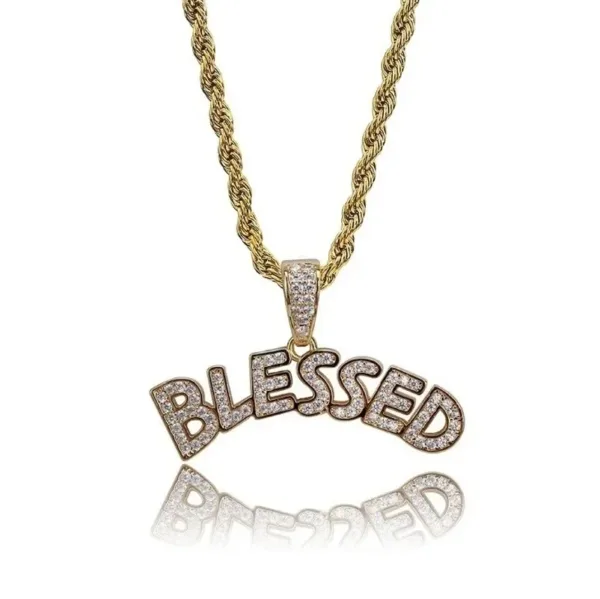 Iced Out Letter Pendant Necklace for Men - Image 16