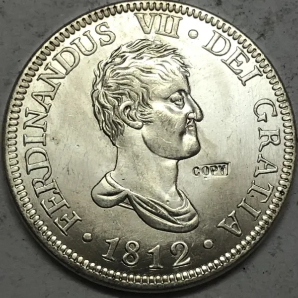 1812 Spain 8 Reales Silver Reproduction Coin - Image 3