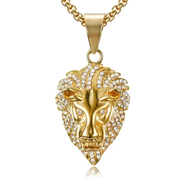 Lion Head Round Medal Pendant Necklace - Image 37