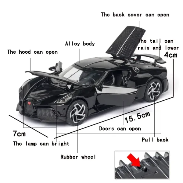 1:32 Bugatti La Voiture Noire Diecast Model - Image 3