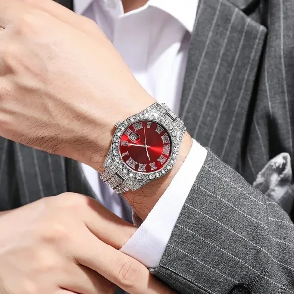 Luxury Hip Hop Quartz Watch with Rhinestones - Image 2