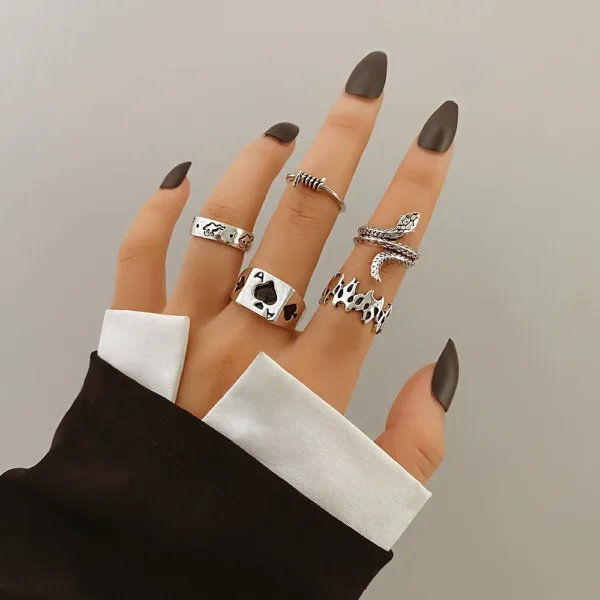 Punk Palm Hollow Ring Set for Unisex - Image 7