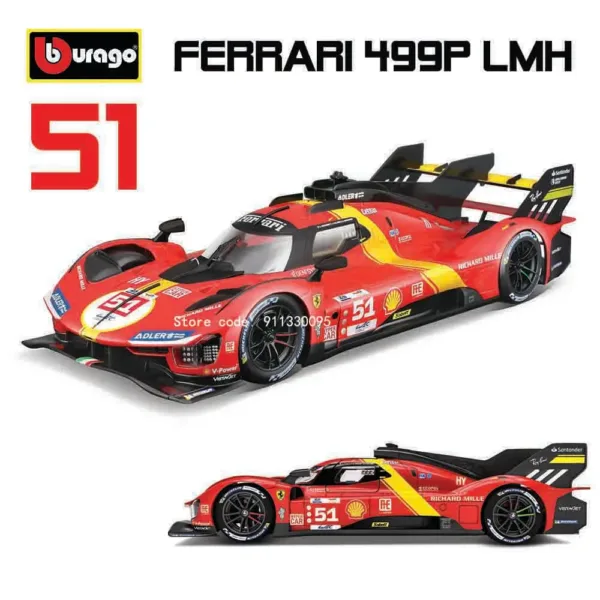 Bburago 1:18 Ferrari 499P Diecast Model Car - Image 7