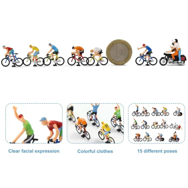 HO Scale 1:87 Cyclist Figurines Set - Image 3