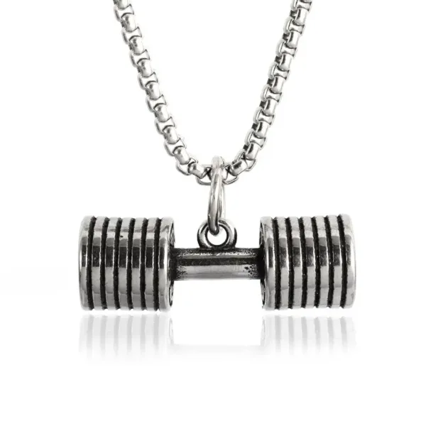 Fashion Barbell Dumbbell Pendant Necklace - Image 13