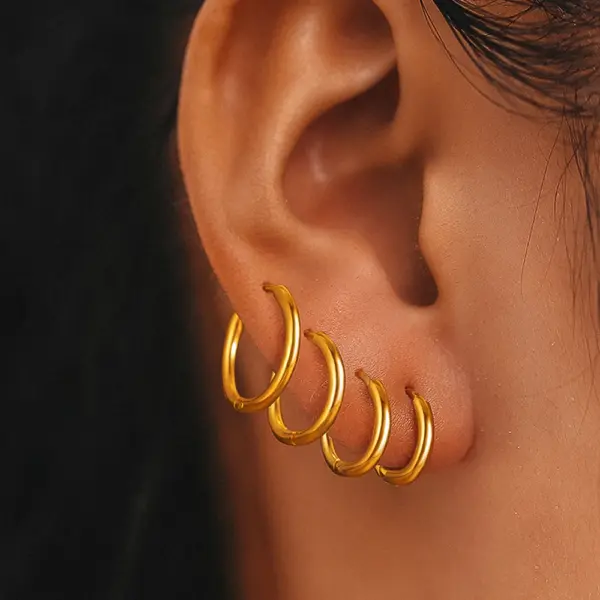 Stainless Steel Hoop Earrings Set for Women - Image 5