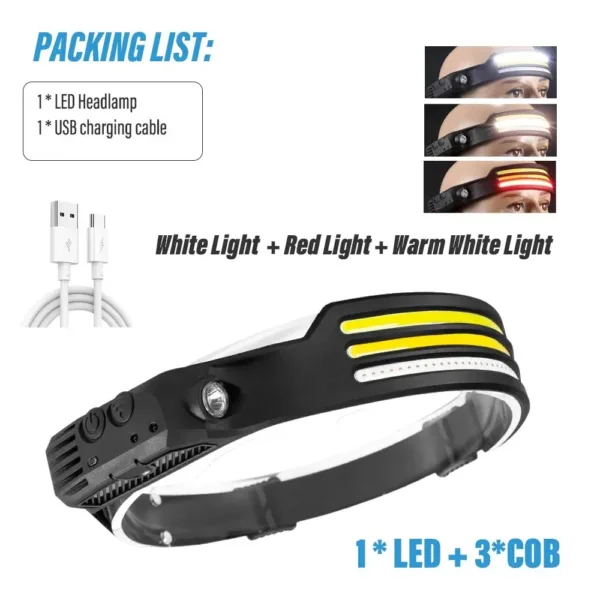 COB LED Induction Headlamp with USB Rechargeable - Image 9