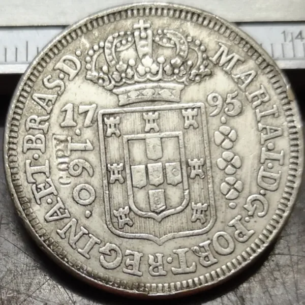 1795 Brazil 160 Reis Silver Plated Coin Replica - Image 3