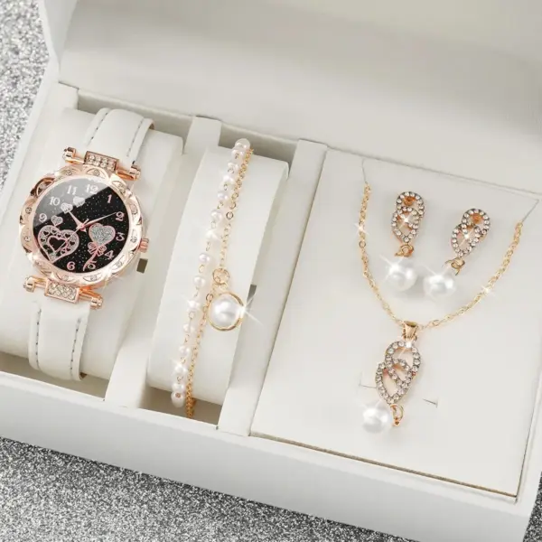 4-Piece Women's Rhinestone Watch and Jewelry Set - Image 5