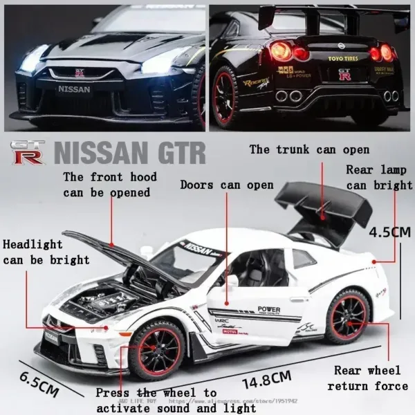 1:32 Nissan GTR R35 Diecast Alloy Model Car - Image 4