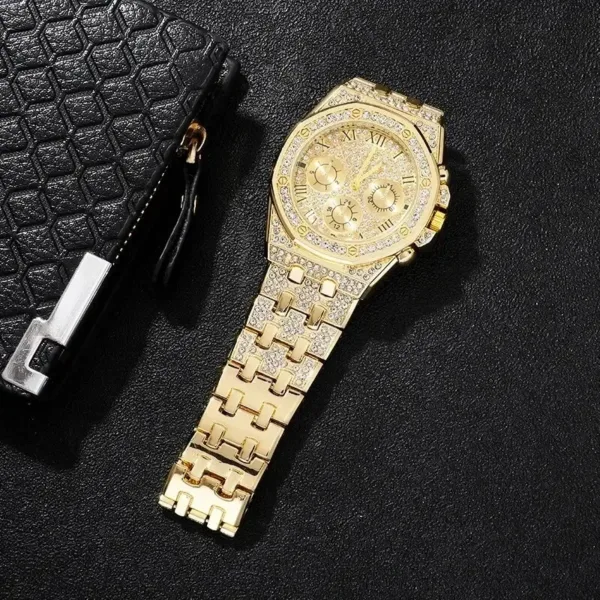 Gold Luxury Quartz Watch with Bracelet Set - Image 5