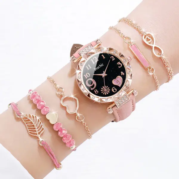 6PCS Heart Dial Women's Watch and Bracelets Set - Image 3