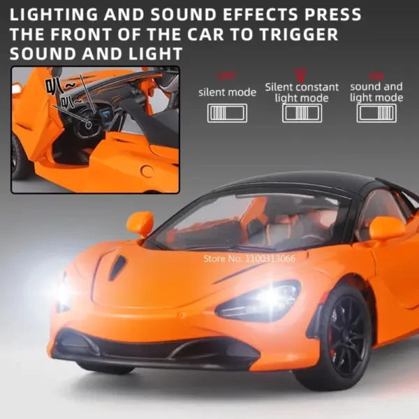 720S Alloy Diecast Model Car with Light - Image 5