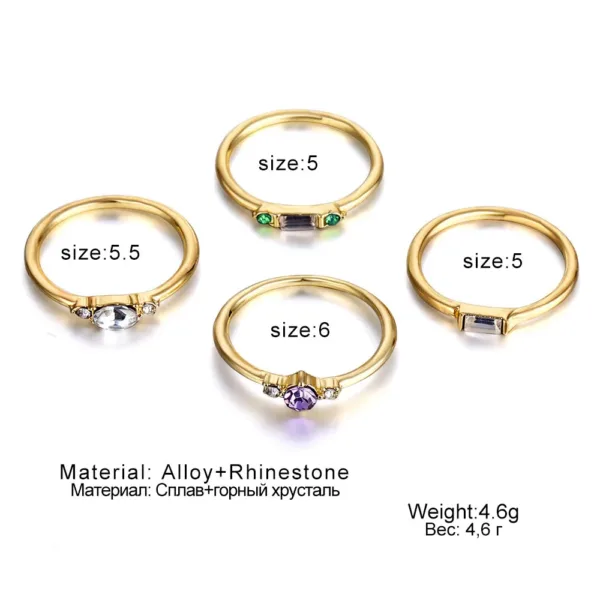 Colorful Crystal Gold Ring Set for Women - Image 6