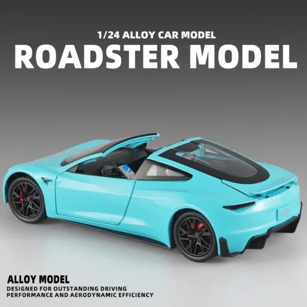 Diecast Metal 1:24 Tesla Roadster Toy Car - Image 2