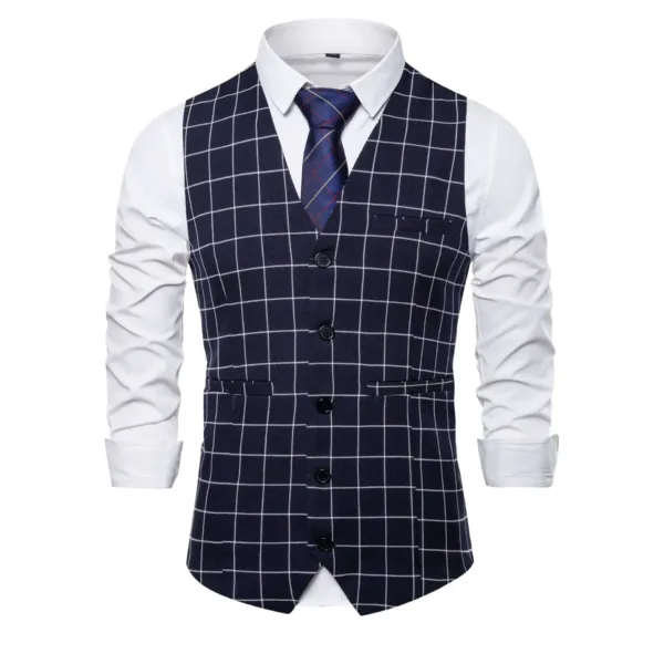 Men's Plaid Formal Waistcoat for Events - Image 7