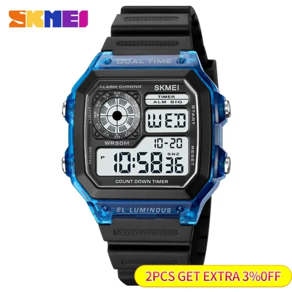 Men's Digital Waterproof Sport Chrono Watch - Image 2