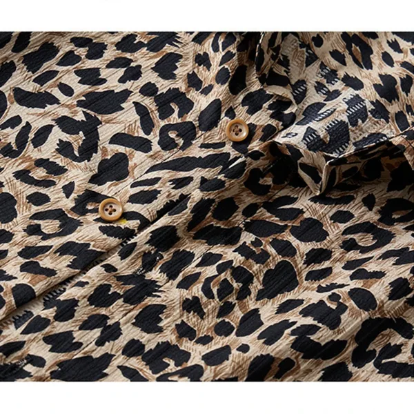 Leopard Print Long Sleeve Shirt for Men - Image 3