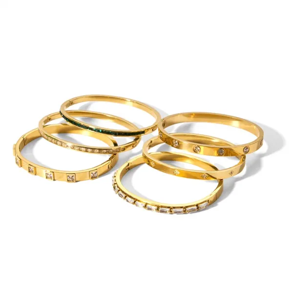 18K Gold Plated Geometric Bangle for Women - Image 4