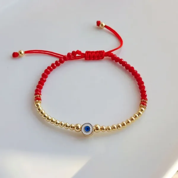 Evil Eye Beaded Bracelet with Red Crystals - Image 10