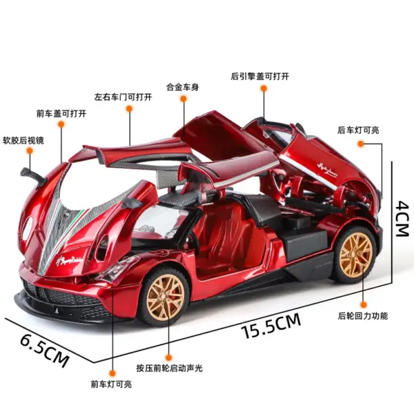 1:32 Pagani Huayra BC Alloy Model Car Toy - Image 5