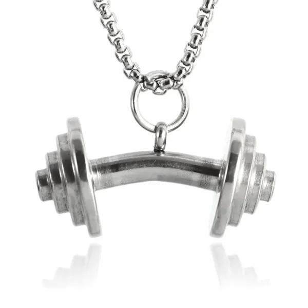 Fashion Barbell Dumbbell Pendant Necklace - Image 10