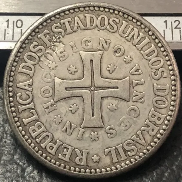 1900 Brazil 400 Reis Silver Plated Coin - Image 2