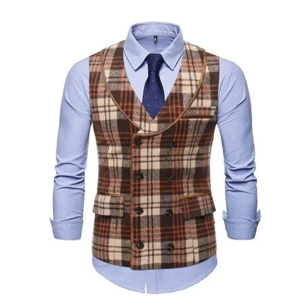 Men's Double Breasted V-neck Wedding Vest - Image 11