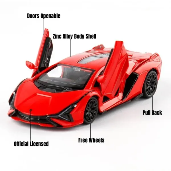 1:36 Lamborghini Sian Diecast Toy Car - Image 3