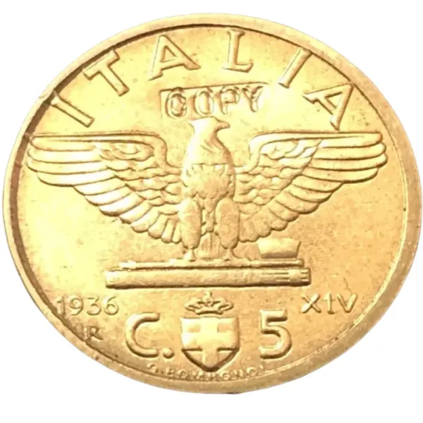 1936 Italy 5 Centesimi Replica Coin