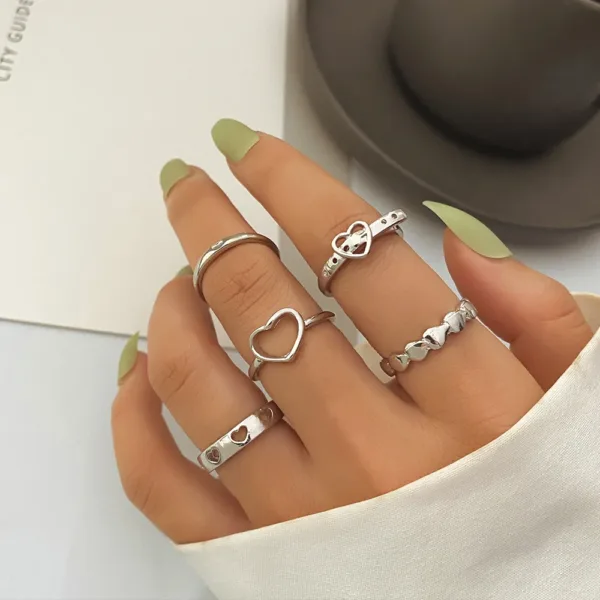 Trendy Geometric Cross Rings Set for Women - Image 11