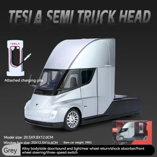 1:24 Tesla Semi Alloy Model Truck with Lights - Image 9