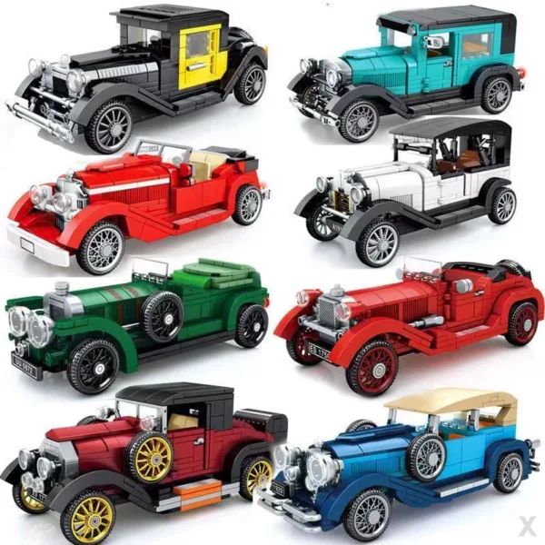 Vintage Racing Car Building Blocks Set