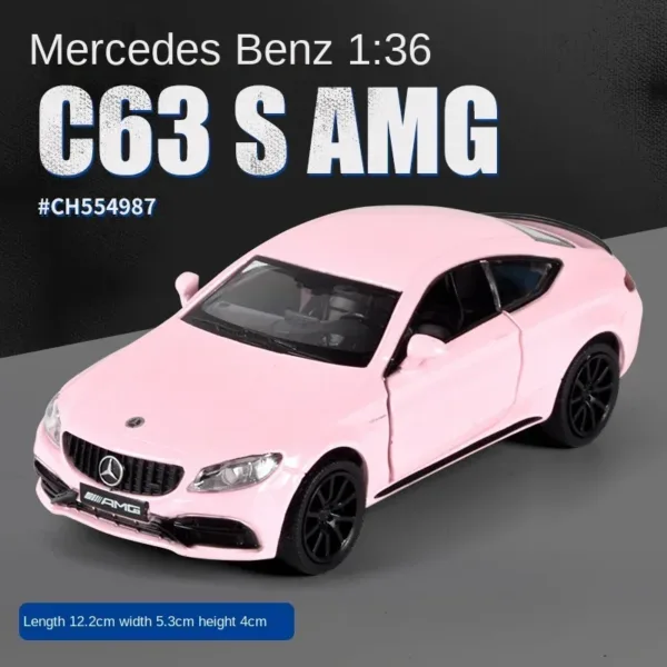 1:36 Pink Benz Diecast Alloy Model Car - Image 14