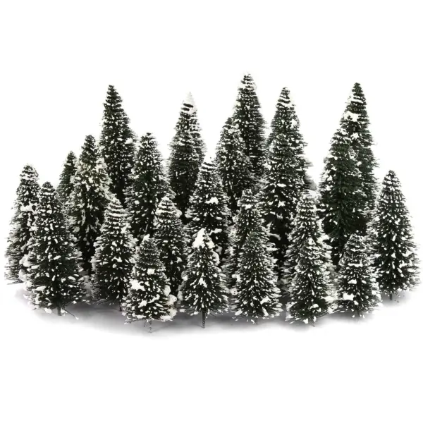 40pcs Deep Green Snowy Pine Trees Set - Image 3