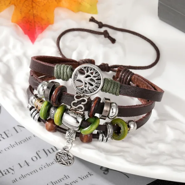 Handmade Tree of Life Leather Wrap Bracelet - Image 5