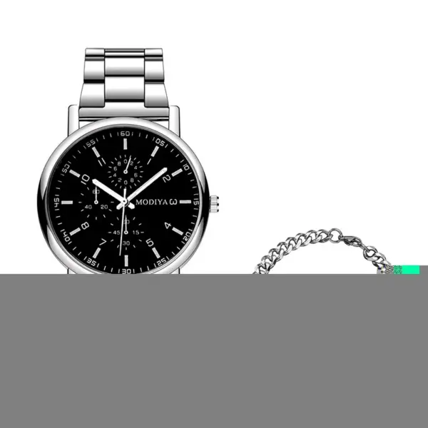 Men's Silver Alloy Casual Quartz Watch Set - Image 8