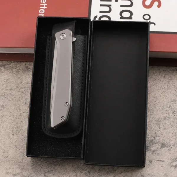 D2 Steel Folding Knife with Titanium Handle - Image 7