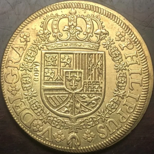 1726 Spain 8 Escudos Gold Copy Coin - Image 2