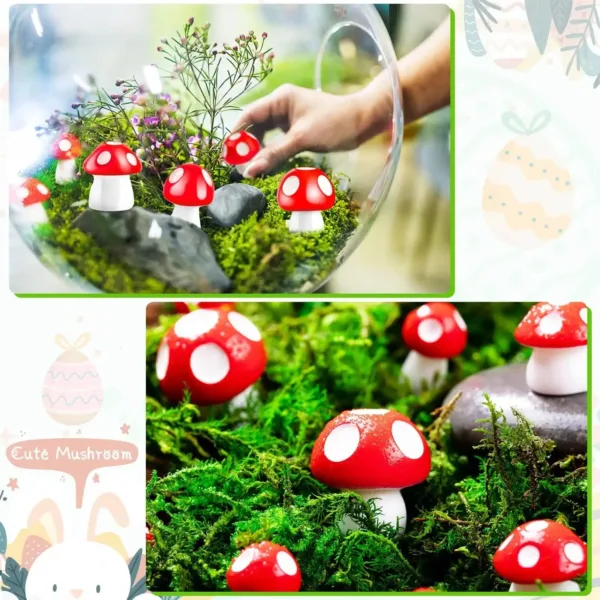 50Pcs Mini Resin Mushroom Figurines Set - Image 4