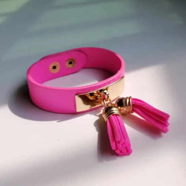 Neon Leather Tassel Bracelets for Women - Image 12