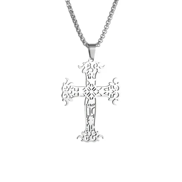 Punk Red Cross Templar Pendant Necklace - Image 16