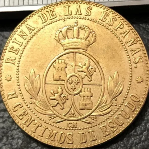 1868 Spain 5 Centimos Replica Coin - Image 2