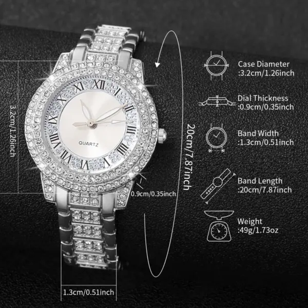 6PC Women's Rhinestone Quartz Watch Set - Image 6