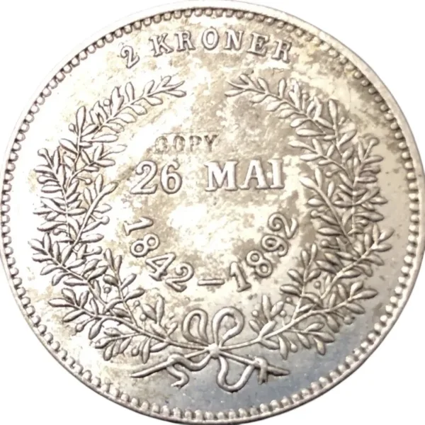 1892 Denmark 2 Kroner Coin Replica