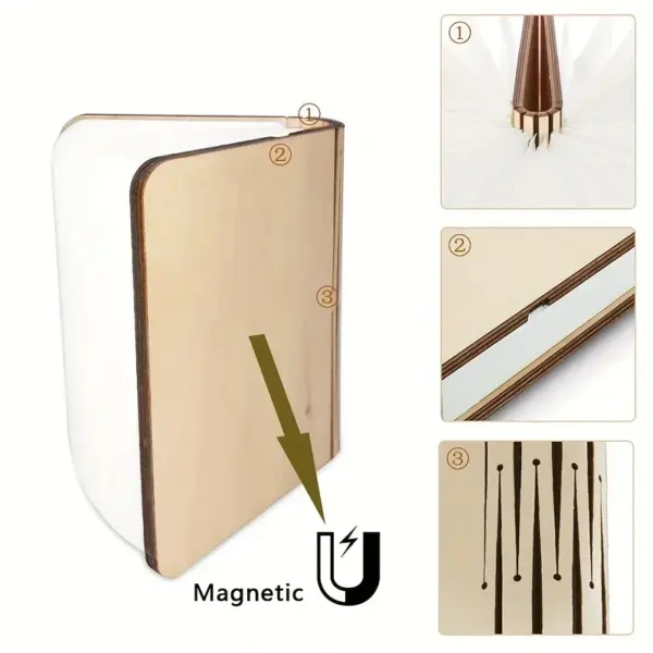 Foldable LED Wooden Book Light USB Rechargeable - Image 6