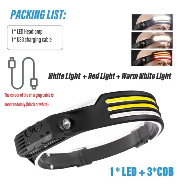 USB Rechargeable COB LED Sensor Headlamp - Image 9