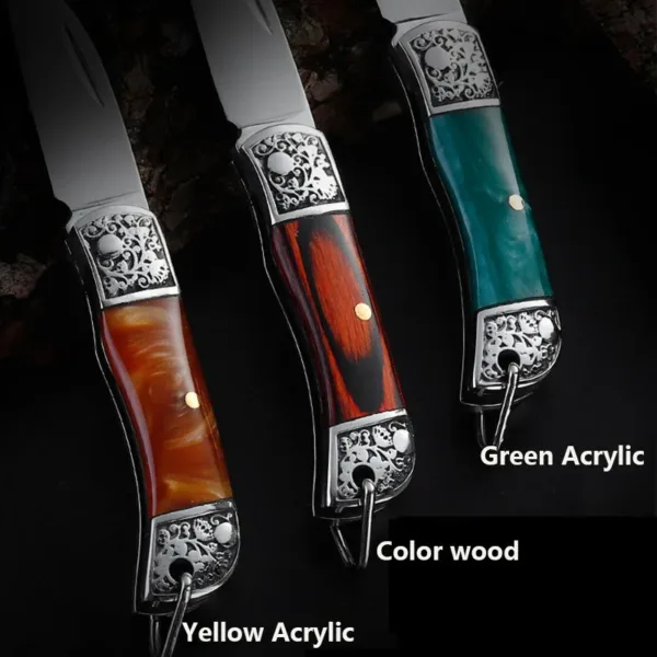 Mini Folding Keychain Knife with Wood Handle - Image 5